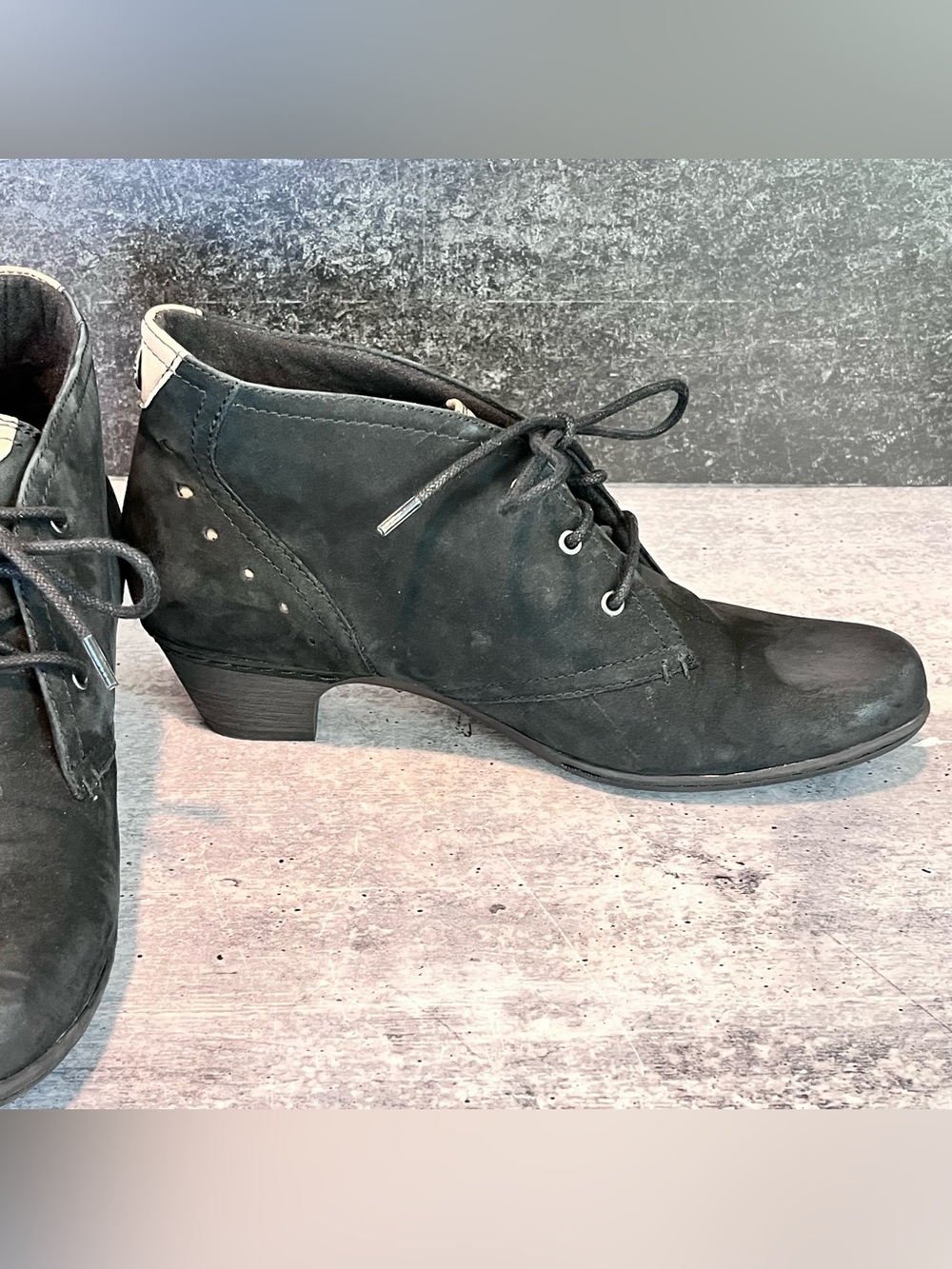 Rockport Cobb Hill Burnished Black Leather Aria Lace up Boot Bootie 9